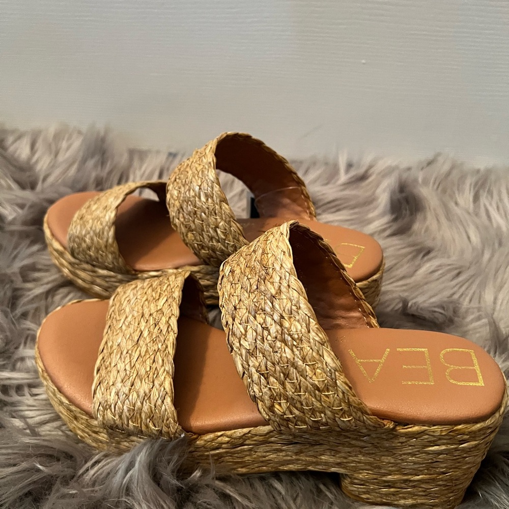 Beach by Matisse Size 9 M Women’s  Jute Woven Platform Beige Sandals-NWT